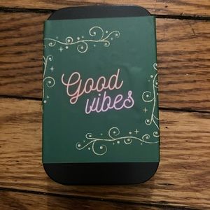 Tin box, good vibes, stash container, black tin